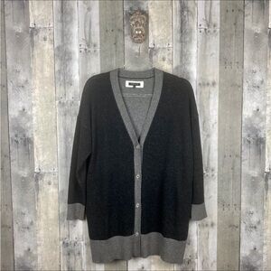 Lafayette 148 New York Cashmere Heather Grey Cardigan Sweater Size Small